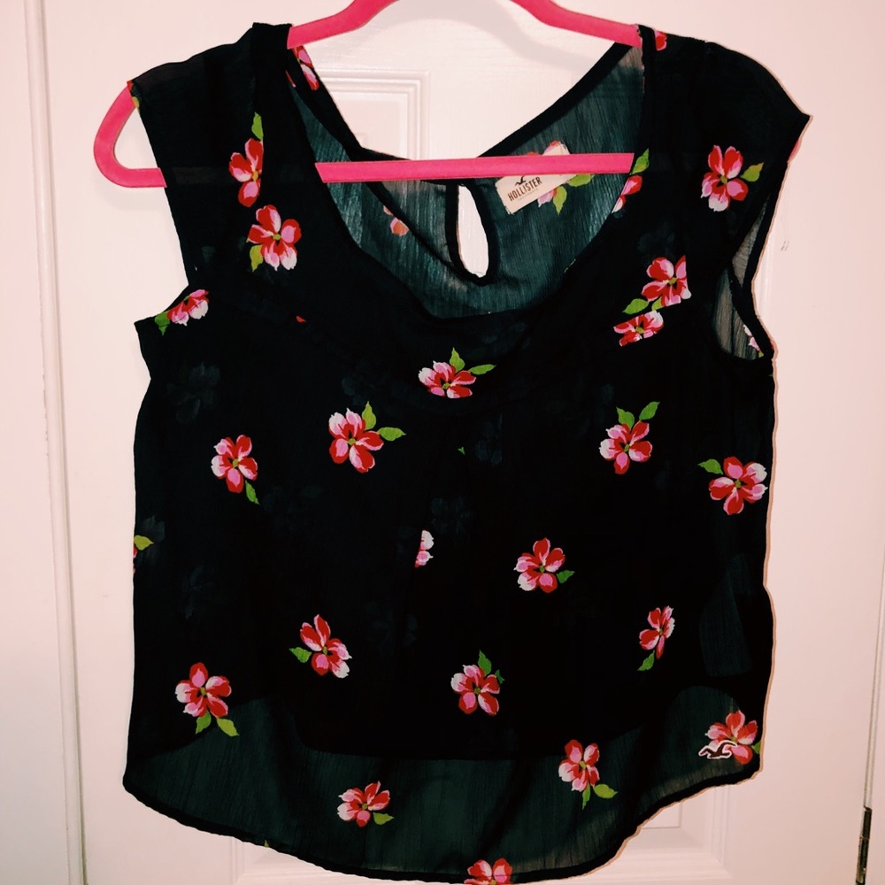 (Hollister) Sheer floral top